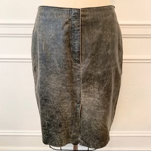 Distressed Leather Pencil Skirt